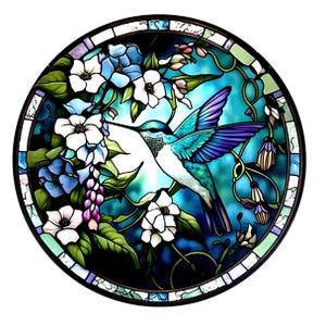 Retro Hummingbird Flower Window Glass Sticker Removable Anticollision Decorative Film Static Stickers