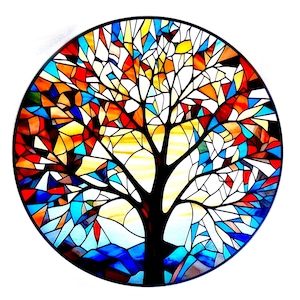 Tree Stained Window Sticker Removable Anticollision Decorative Film Static Stickers, Window Sticker, Car Window Sticker