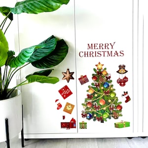 Christmas Tree Window Sticker, Festive Window Stickers, Christmas Window for Cabinets Decal, Christmas Window Decoration