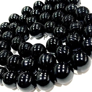Natural Black Onyx Round Stone Beads 12mm, Black Gemstone, Stone Beads 41pcs Natural Stone 12mm, Jewelry Supply, Onyx Beads, Black Gemstones