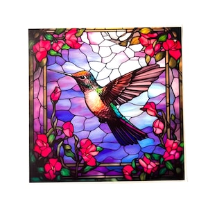 Hummingbird Flower Window Glass Sticker Removable Anticollision Decorative Film Static Stickers