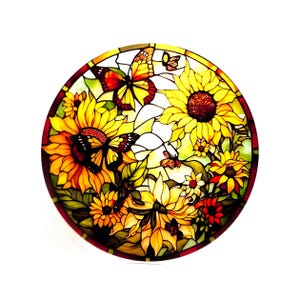 Retro Flowers and Butterflies Window Sticker Removable Anticollision Decorative Film Static Stickers, Window Sticker, Car Window Sticker