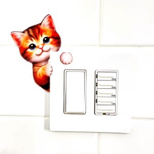Cat Light Switch, Kitty Sticker, Cat Light Switch Sticker, Removable Vinyl, Kids Bedroom Wall Decals, Home Decor Art
