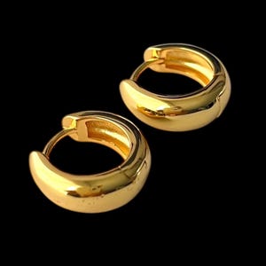 925 Sterling Silver 18k Gold Plated Chunky Hoop  Earrings, Thick Hoop Earrings, Beast Gifts for Women, Girl