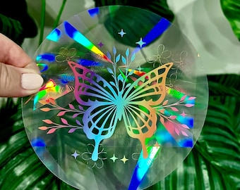 Butterfly Window Cling: Rainbow Prism Suncatcher Decal