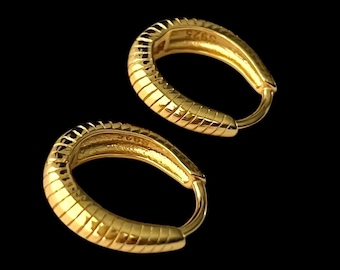 Chunky 18k Gold Plated Sterling Silver Hoop Earrings
