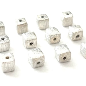 925 Sterling Silver Cube Beads 8pcs, 6mm x 6mm