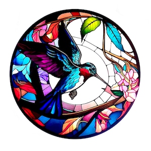 Hummingbird Flower Window Glass Sticker Removable Anticollision Decorative Film Static Stickers, Window Sticker, Car Window Sticker 1pcs