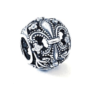 925 Sterling Silver Charms Beads, 925 Sterling Silver Charms Openwork Lily Bead, Charms fit for Pandora Bracelet 1 pcs