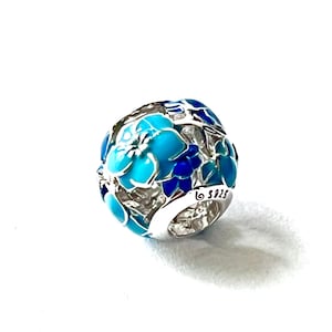 925 Sterling Silver Blue Flower Charm, Charm For Pandora Bracelet 1pcs