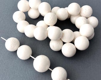 White Coral Beads 12mm: Elegant Round Gemstone Beads, 33pcs