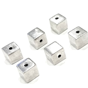 Sterling Silver 925 Cube Beads 6mm x 6mm, 2pcs, 925 Silver Cube Beads, Sterling Square Beads