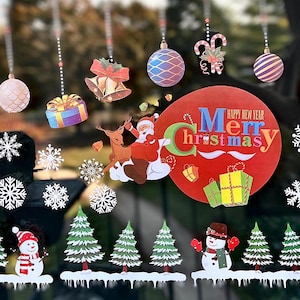 Window Decoration Christmas, Christmas Hanging Decoration Window Sticker, Christmas Window Sticker, Christmas Window Decal, Window Sticker