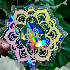 Mandala Rainbow Suncatcher Window Sticker, Window Sticker Sun Catcher Rainbow Prism, Custom Sun Catcher Sticker Decals for Home Deco