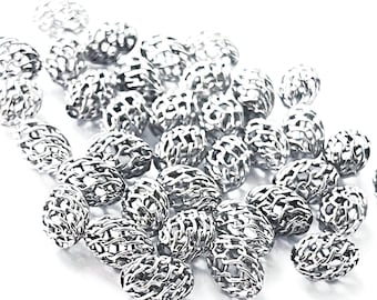 Sterling Silver Openwork Roller Beads 5mm - 17pcs Jewelry Making