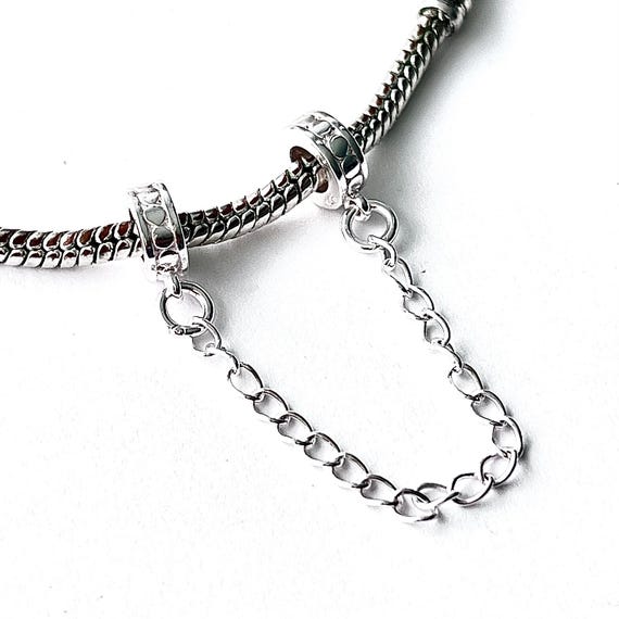 925 Sterling Silver Safety Chain With Safety Chain Locking Beads