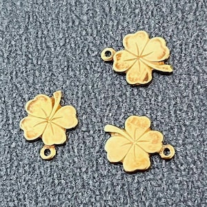 24K Gold Vermeil 925 Sterling Silver Four Leaf Clover Charms Beads, Pendant 12mm x 10mm 1pcs, Clover Spacer Beads
