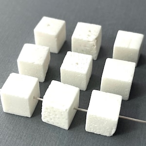 Natural White Coral Cube Beads 14mm, 19 pcs – Gemstone Beads for Jewelry Making