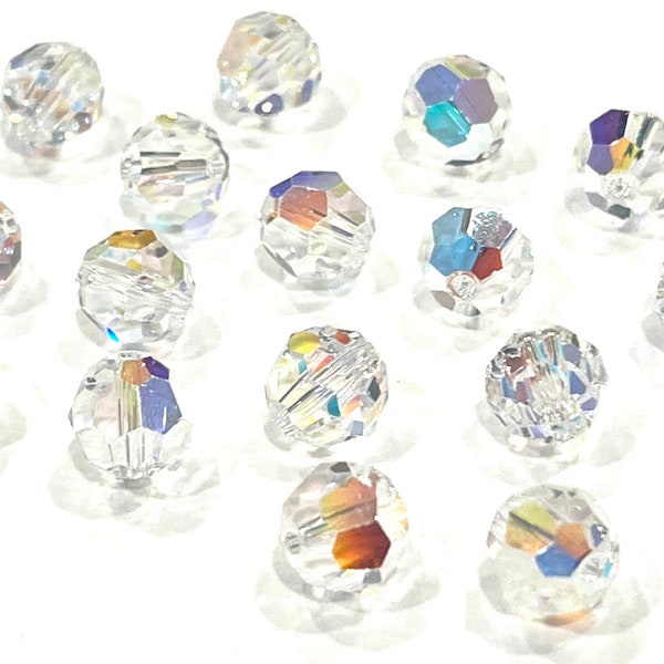 24pcs Swarovski Crystal AB - Clear Rainbow Crystal Round Beads 5000, 8mm