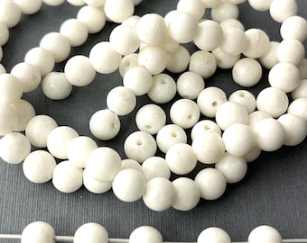 Natural White Coral Round Beads 6mm: Jewelry Making Supply, 145pcs