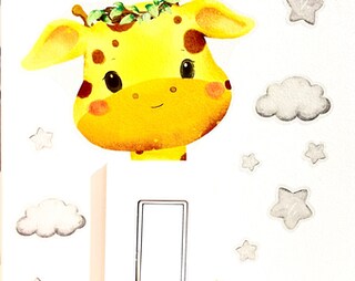 Adesivo Decalcomania Per Interruttore Della Luce Con Giraffa Nella Giungla - Decorazione Cameretta Bambini