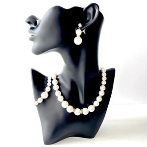 Wedding Pearl Set, Bridal Jewelry 1set, Bridal Pearl Necklace Set, Pearl and Rhinestone Wedding Jewelry Set