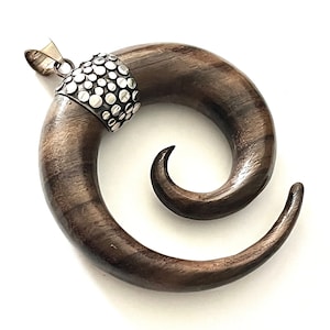 925 Sterling Silver & Wood Pendant 1pcs, Natural Wood Necklace Jewelry, Wood Necklace, Natural Jewelry