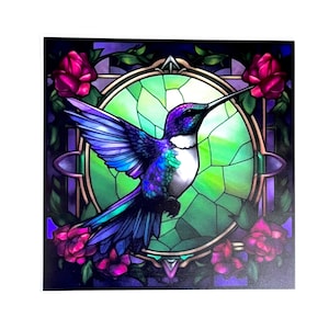 Hummingbird Flower Window Glass Sticker Removable Anticollision Decorative Film Static Stickers