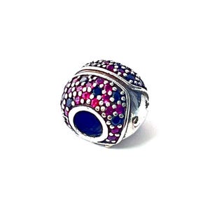 925 Sterling Silver SPARKLING LADYBUG, Fancy Red Cz & Black Crystal Charm Beads Fits Pandora Bracelet