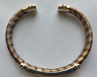 Rigid braided bracelet with silver, copper and bronze / men and women