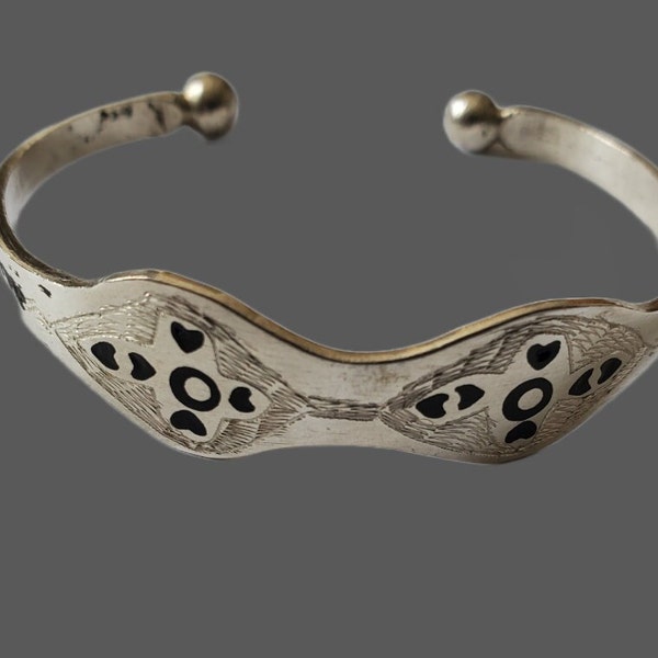 Bracelet rigide en argent et ébène homme et femme