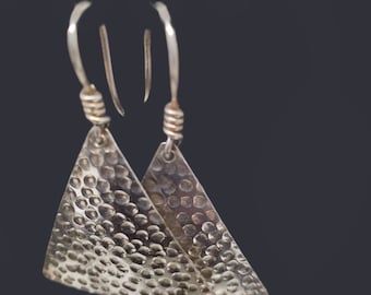 Boucle d'oreilles pendantes en argent 925 forme triangle