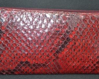 Red python leather pouch