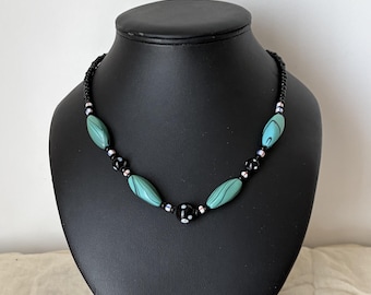 Chic necklace in green beads, brown necklace - turquoise necklace - Gift for women - Boho necklace - necklace for women