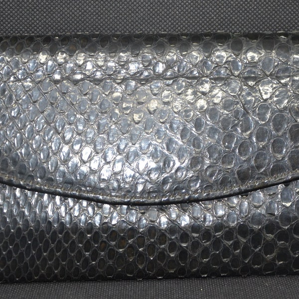 Pochette en cuir serpent noir