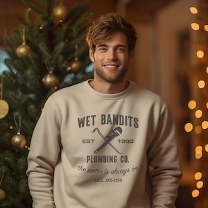 Wet Bandits Plumbing Co. - Christmas Season - Holiday - Classic Movie - Lightweight Sweatshirt -Funny -Gildan Sweatshirt -Ladies Fit