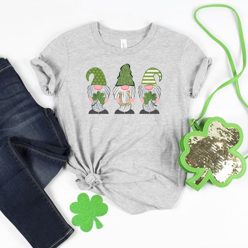 St. Patricks Day Gnome Shirt Shamrock Gnome Holiday Tee | Etsy