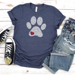 Dog Paw With Heart Tee - Gift for Her - Dog Lover Shirt - Animal Lover Tee - Gifts for Mom-Bella Canvas t-shirt - Soft tees -Unisex t-shirt