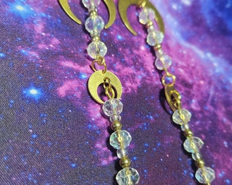 Triple Golden Moon Opaque Dangle Earrings