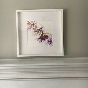 Serenity- by Jen Severado, Modern Acrylic Fluid Art, 20x20x1.75 inch Framed with Mat