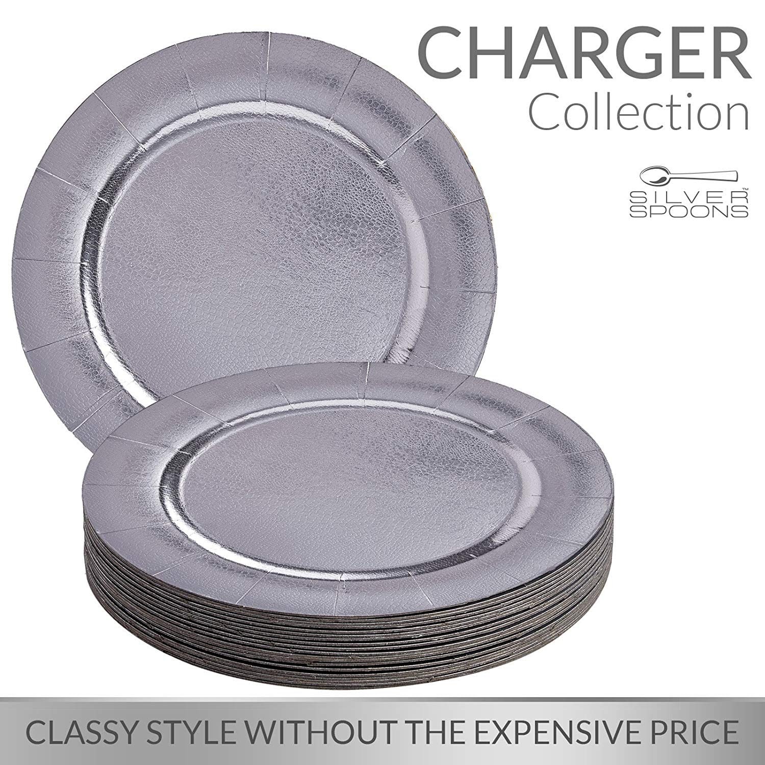 Disposable Round Charger Plates 20pc Silver Etsy