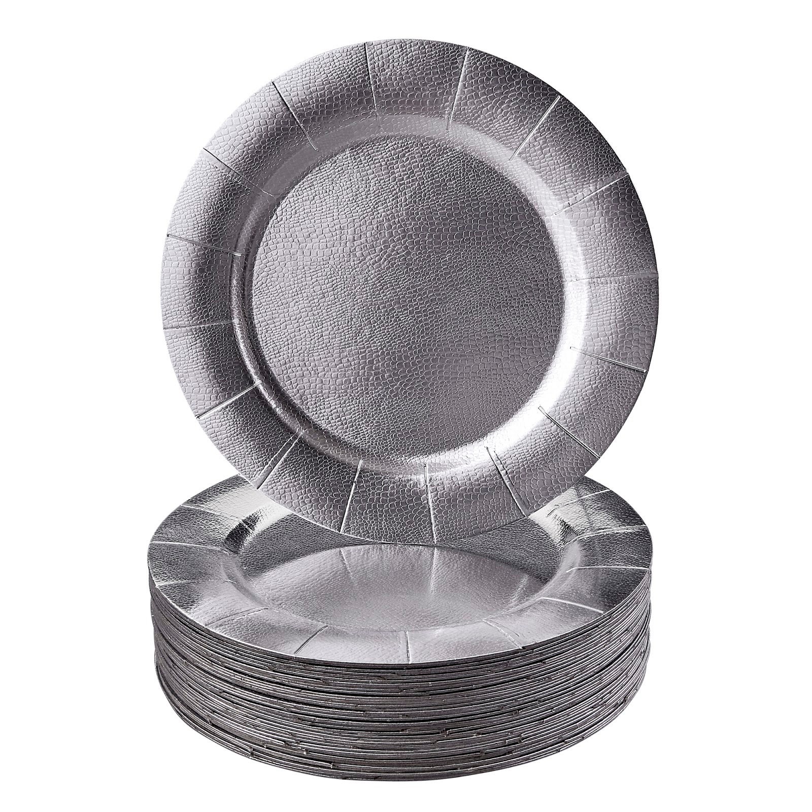 Disposable Round Charger Plates 20pc Silver Etsy
