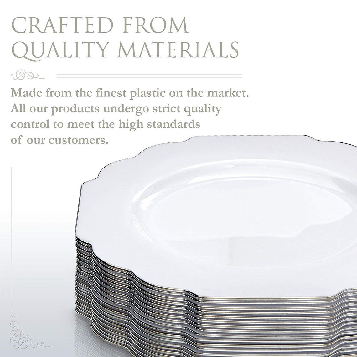 20 Premium Reusable Plastic Plates Baroque White Etsy
