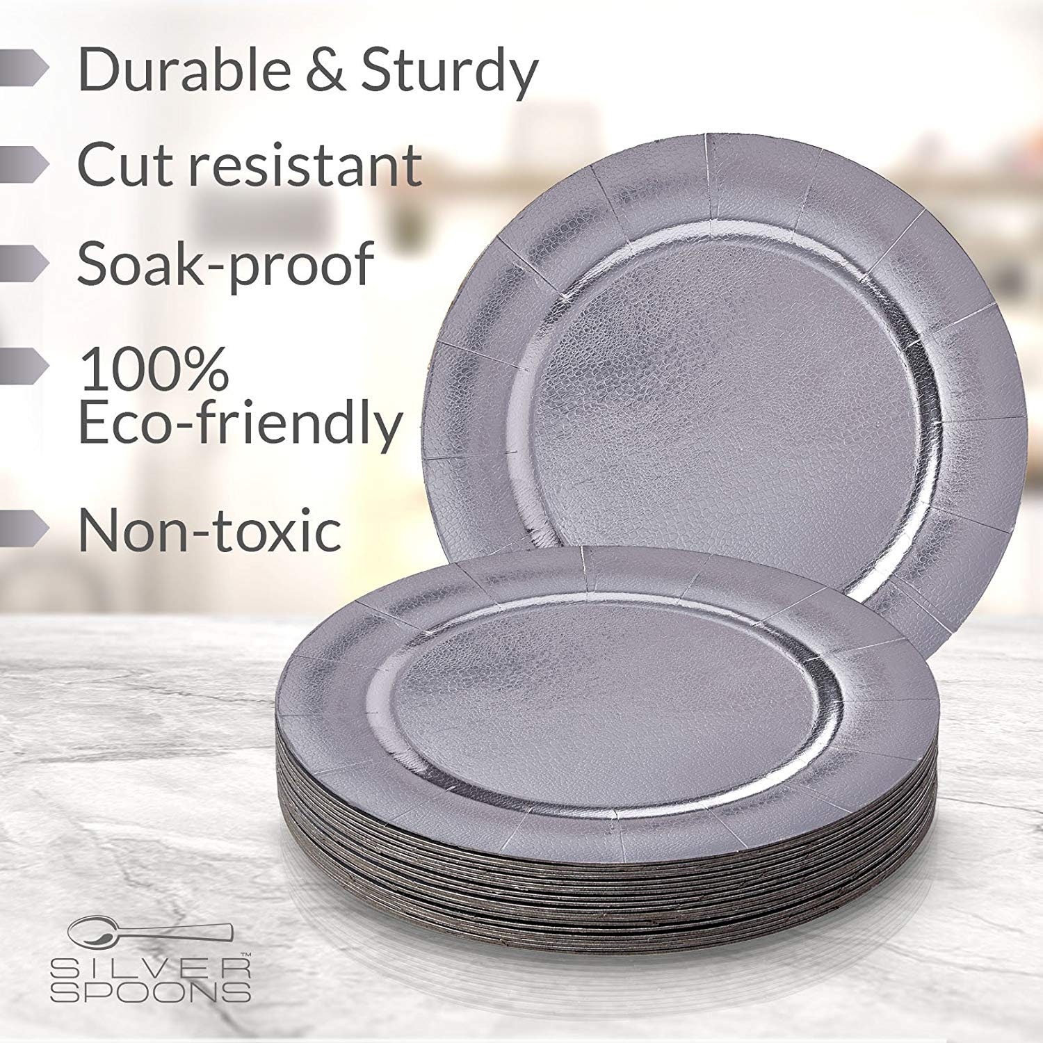 Disposable Round Charger Plates 20pc Silver Etsy
