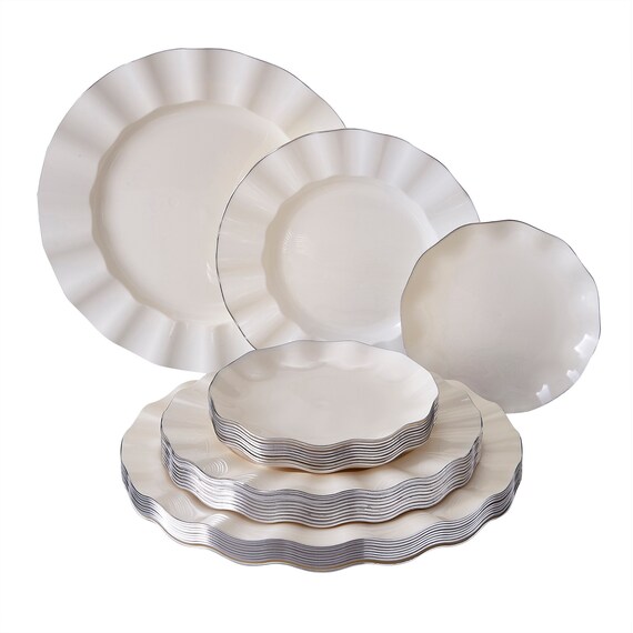 Party Disposable 30 Pc Dinnerware Set Veil Collection Etsy