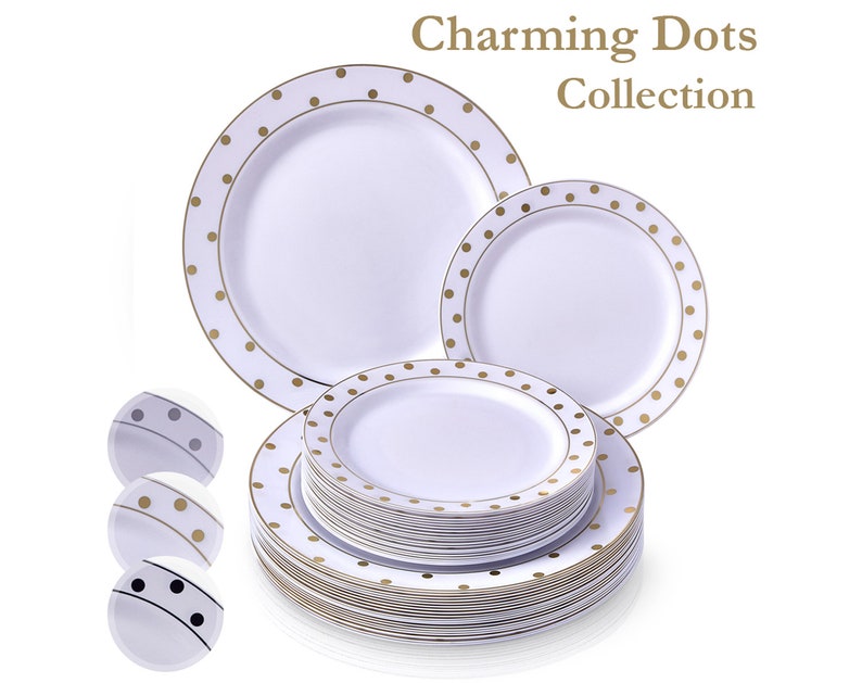 PLASTIC PLATES for WEDDINGS 40 Pc Dinnerware Set Charming Etsy