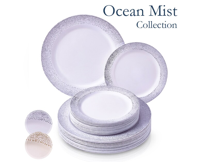 DISPOSABLE DINNERWARE SETS 40 Plastic Plates Ocean Mist Etsy