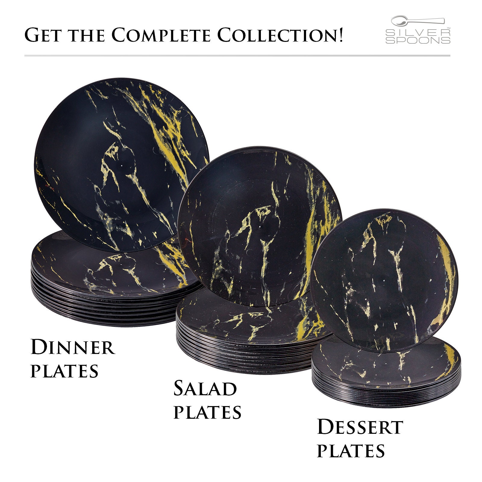 Black and Gold Marble Plates Elegant Dinner Plates Carrara - Etsy