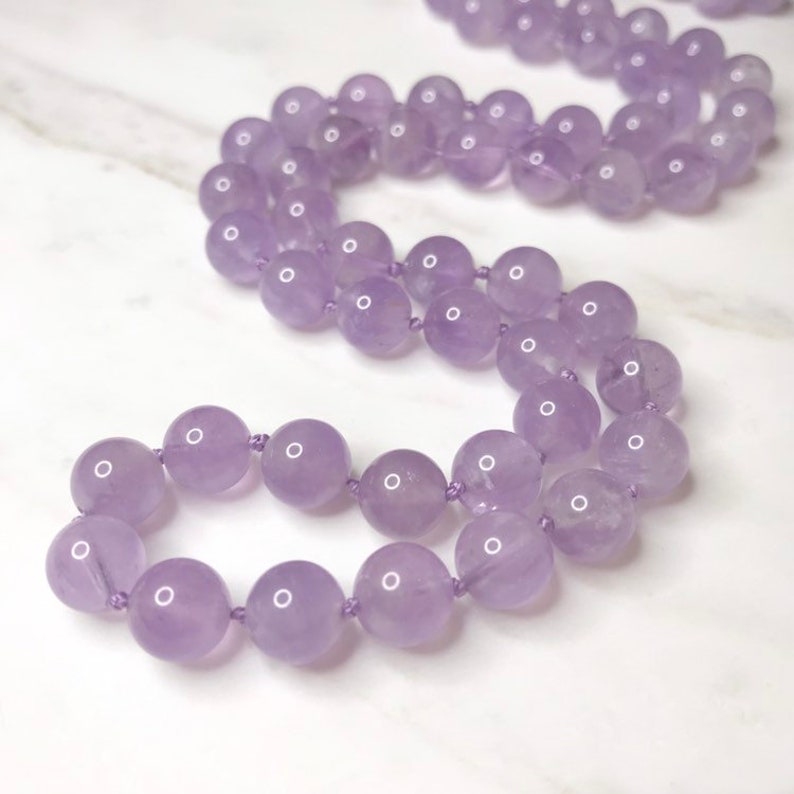 Cape Amethyst Lavender Healing Necklace \u2014 Discover Your Unique Spiritual Path \u2014 Beaded Hand-Knotted Therapeutic Necklace