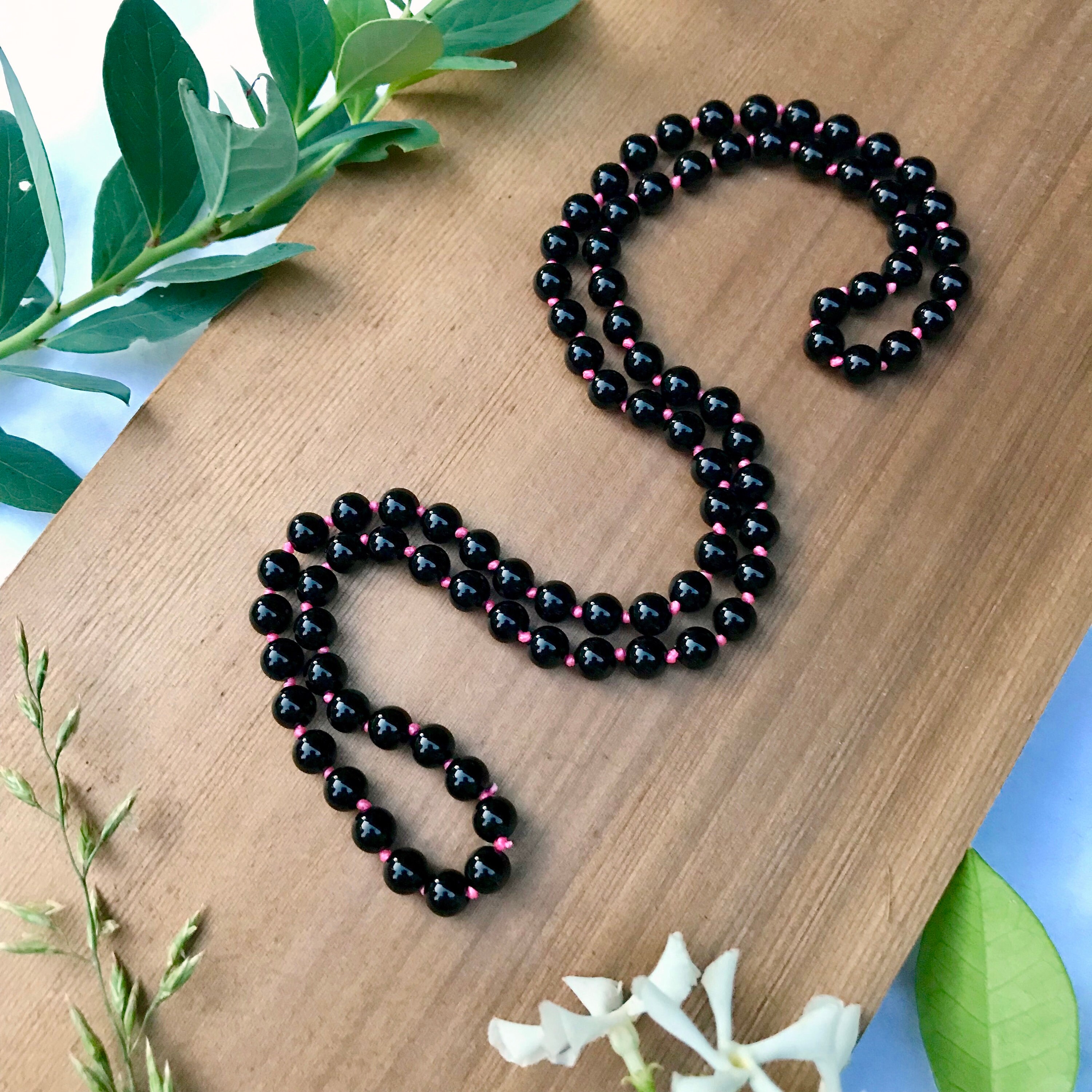 Onyx Healing Necklace Stay Grounded & Balanced Beaded Handknotted